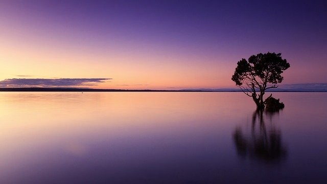 lake sunset reflecting in the water